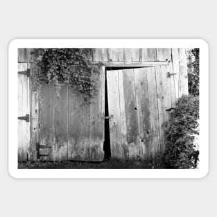 Weathered Barn Doors BnW Sticker